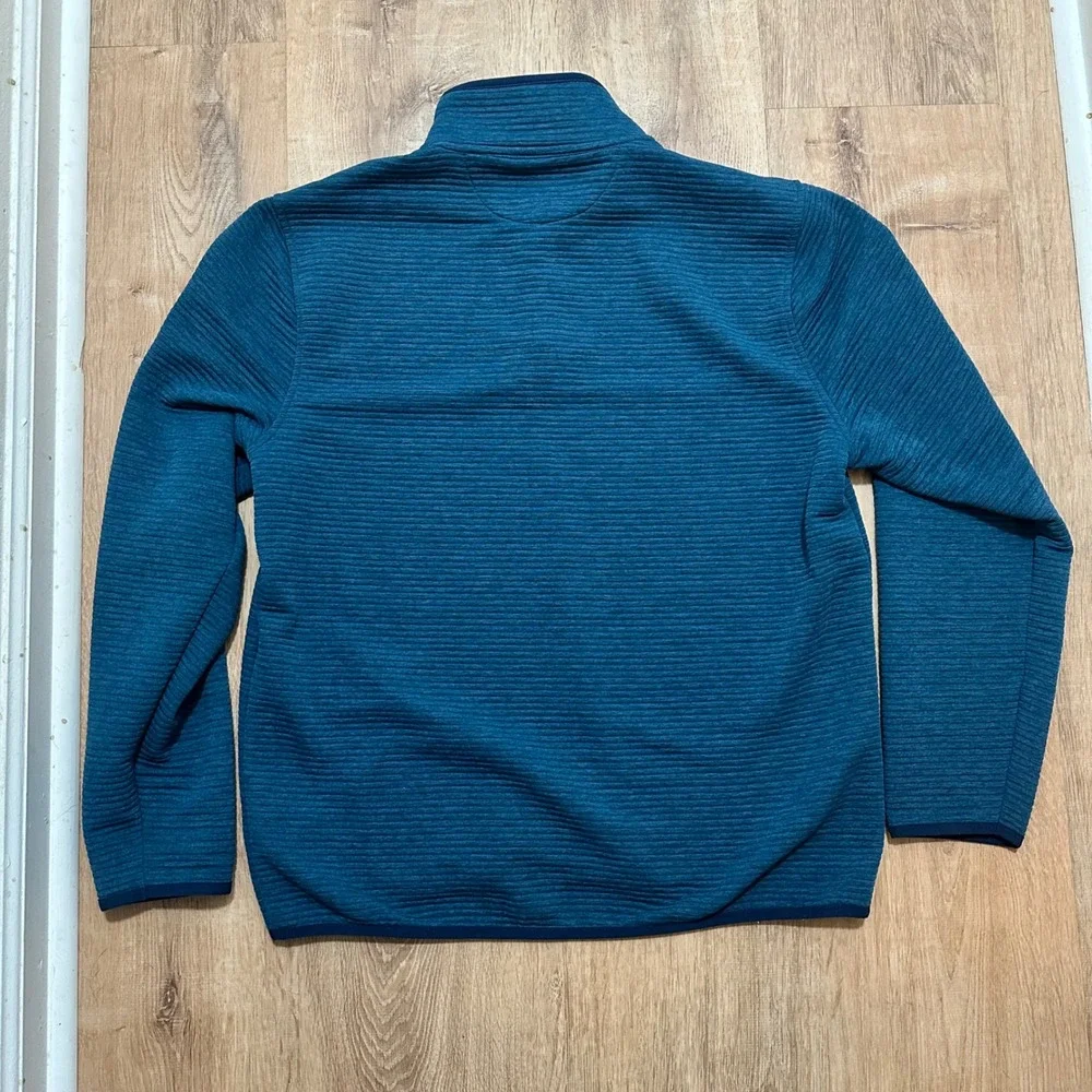 J.CREW | Men's Authentic Teal Fleece 1/4 Snap Textured Ribbed Pullover,‎ Size L